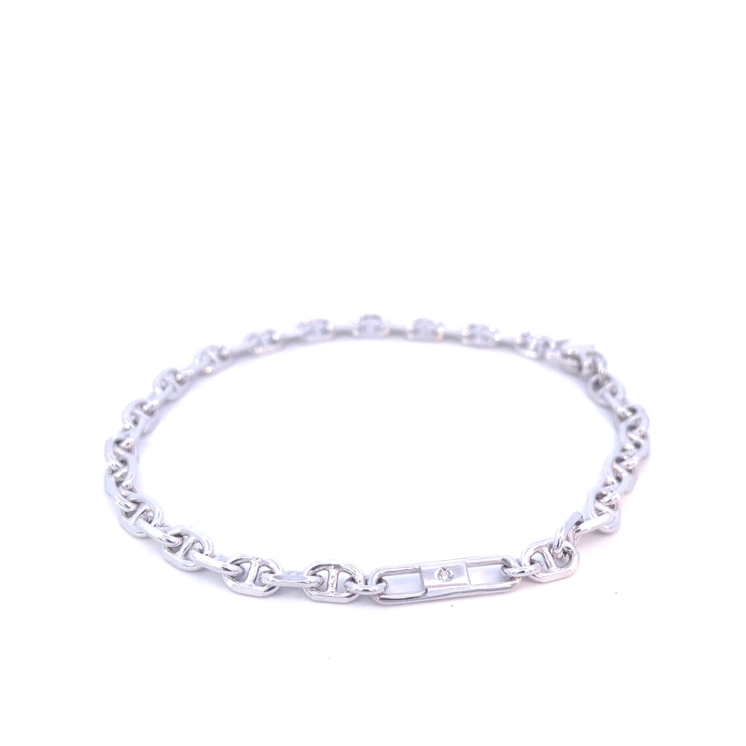 RHODIUM SILVER BRACELET WITH PLATED ELEMENT DIAMOND