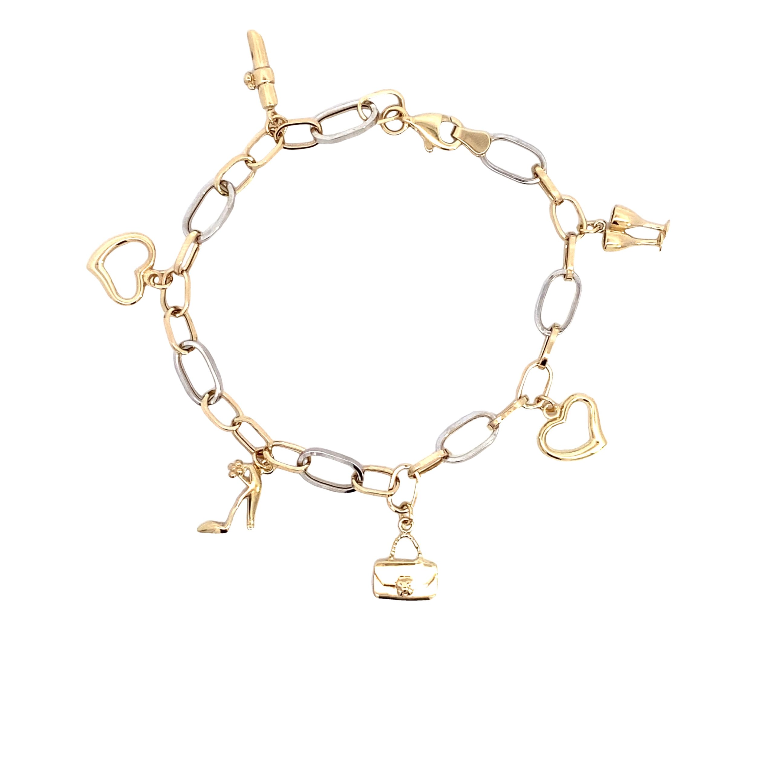 14K Gold Girly Charm Bracelet