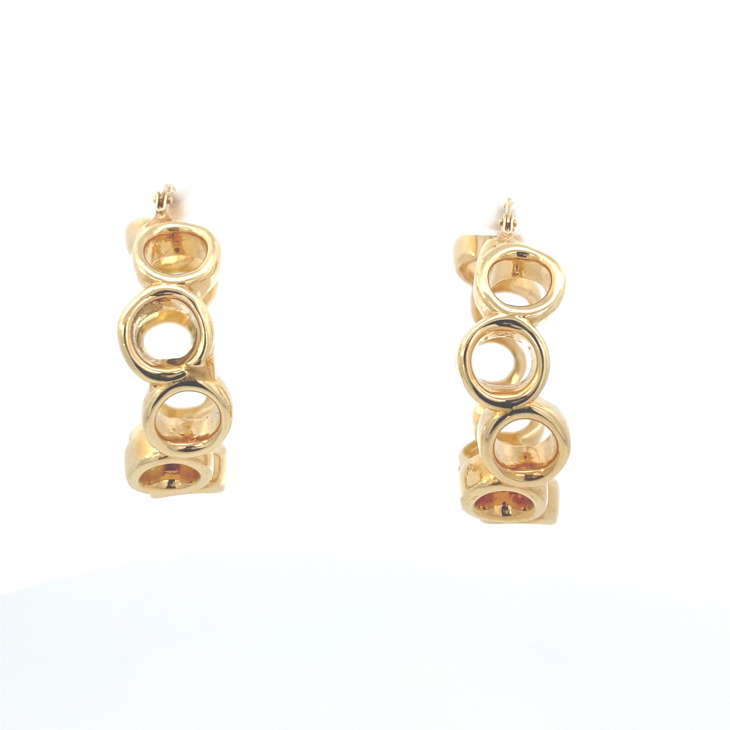 14K Gold Circle Abstract Hoops