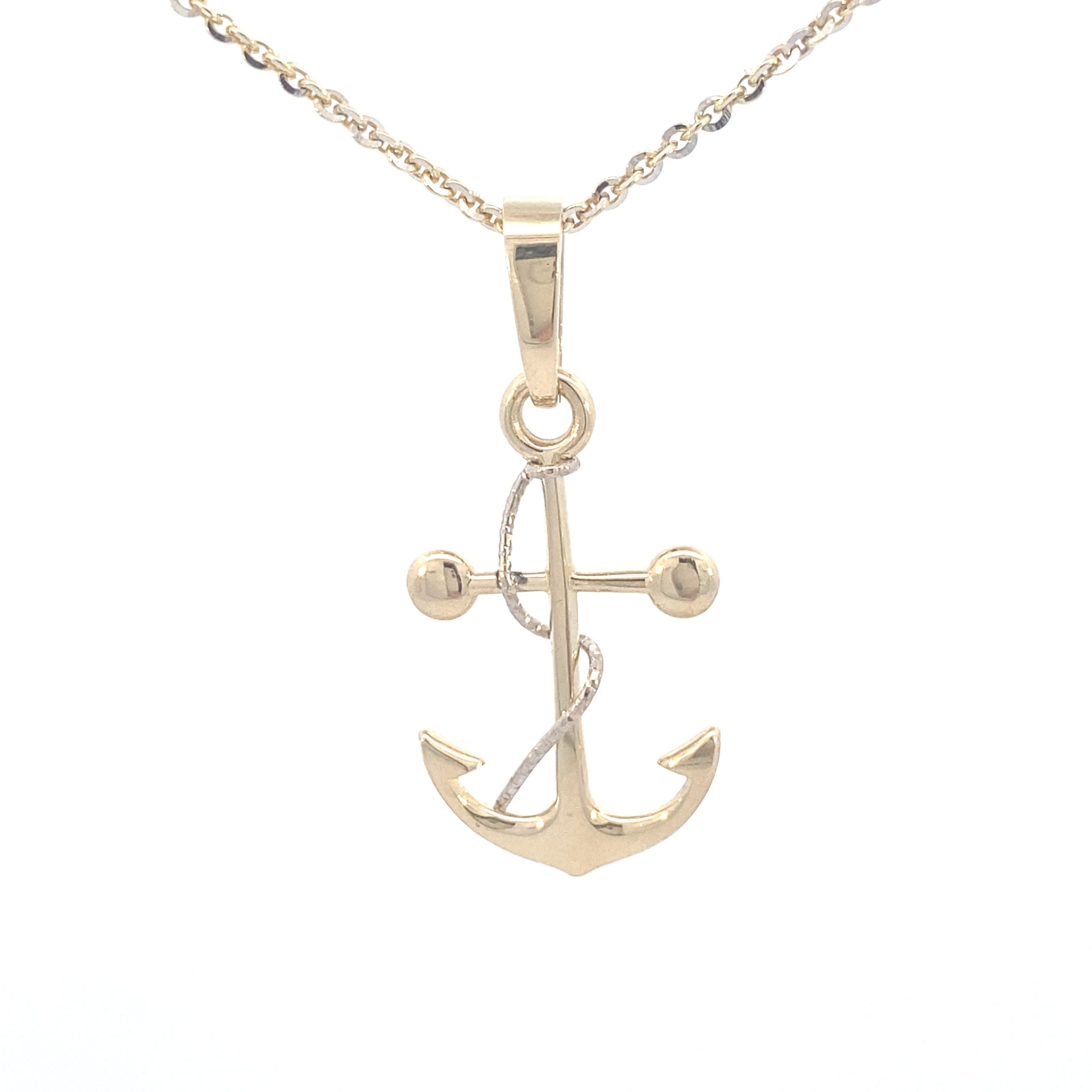 14K 2/t Gold Anchor Pendant