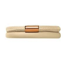 Nude Double Wrap Leather Bracelet (Gold/Light Cream)