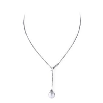 White Pearl Lariat Necklace