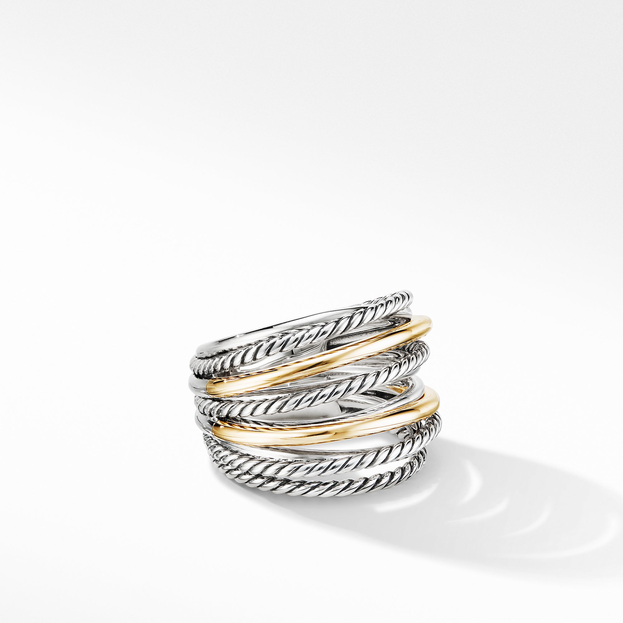 David Yurman Crossover Wide Ring with 18K Yellow Gold - R14622 S8