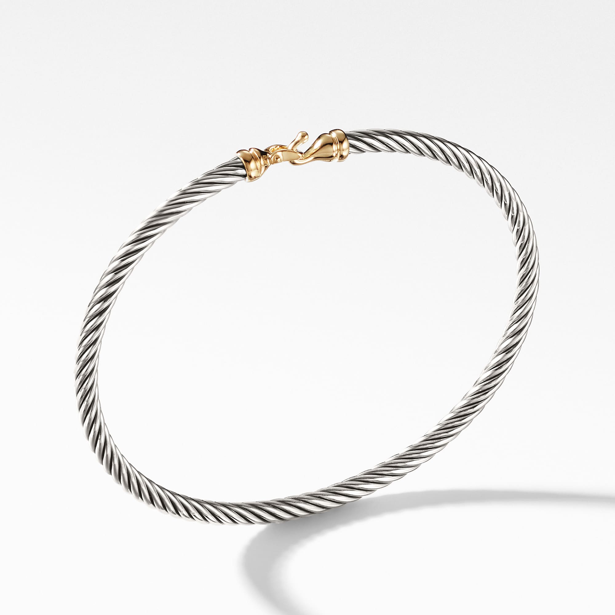 Buckle Classic Cable Bracelet in Sterling Silver with 18K Yellow Gold, 3mm