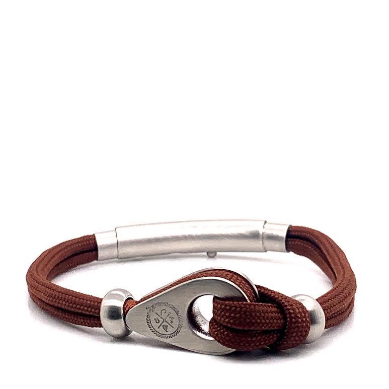 Brown Double Cord with Silver Pulley and Beads Bracelet (Brown/Silver)
