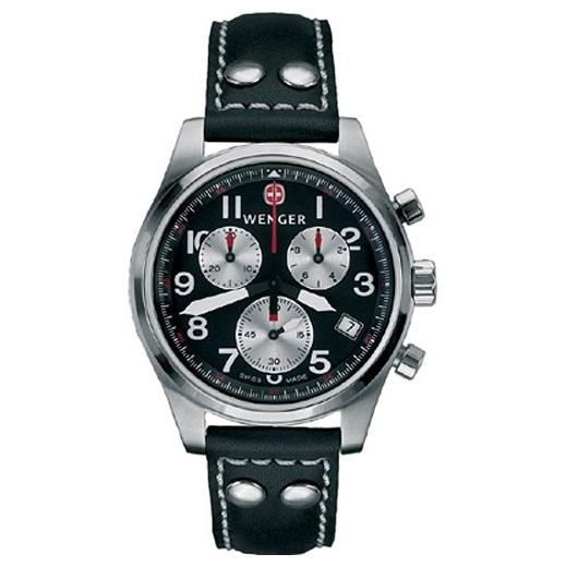 Wenger Men's 70793 Wenger Chronograph Black Leather Watch