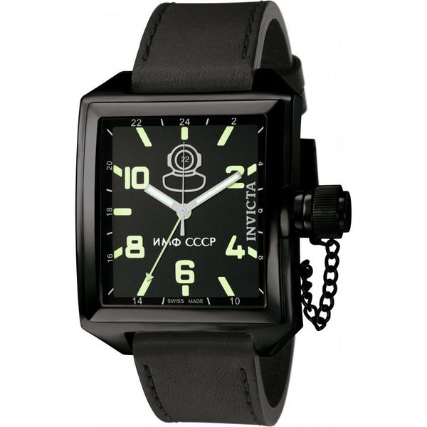 Invicta Men's 7189 Russian Diver GMT Black Leather Watch