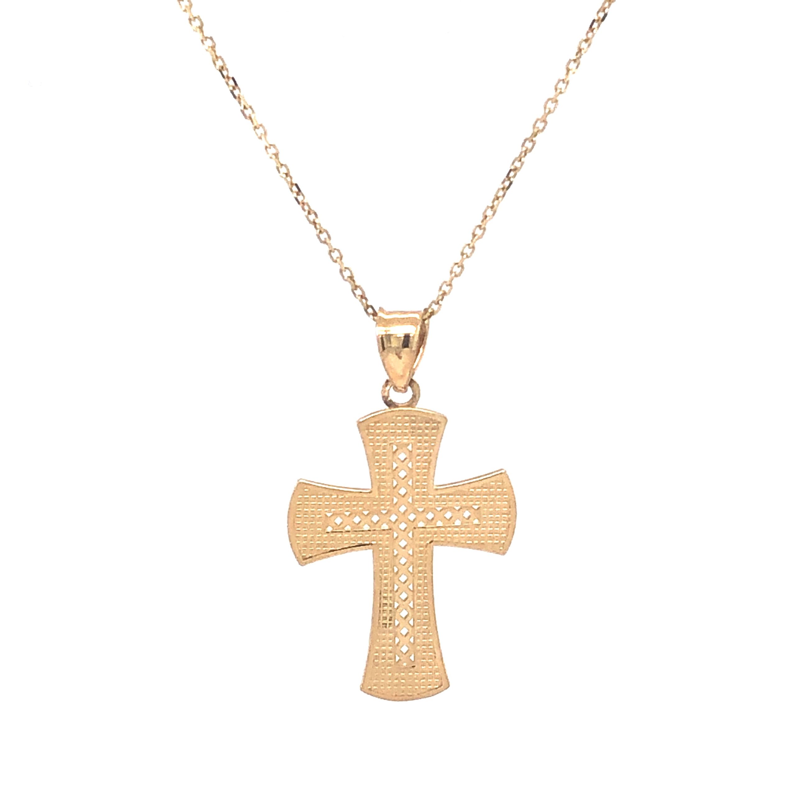 Textured Cross 14k Gold Pendant