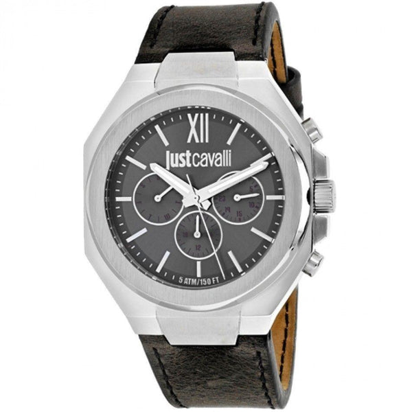 Just Cavalli Men's 7251573002 Strong Chronograph Grey Leather Watch