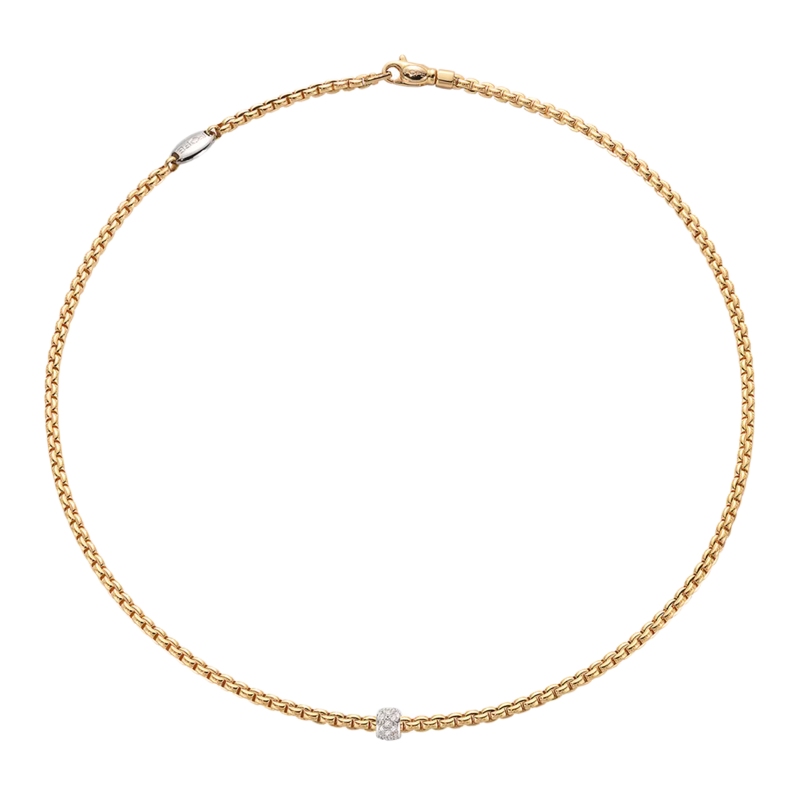 73001CX_PB_G_XBX_043 Eka Collection Diamond Necklace In 18 Karat White & Yellow Gold With Round Diamonds
