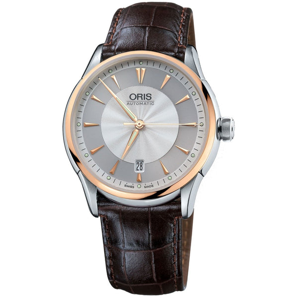 Oris Men's 73375916351LS Artelier Date Brown Leather Watch