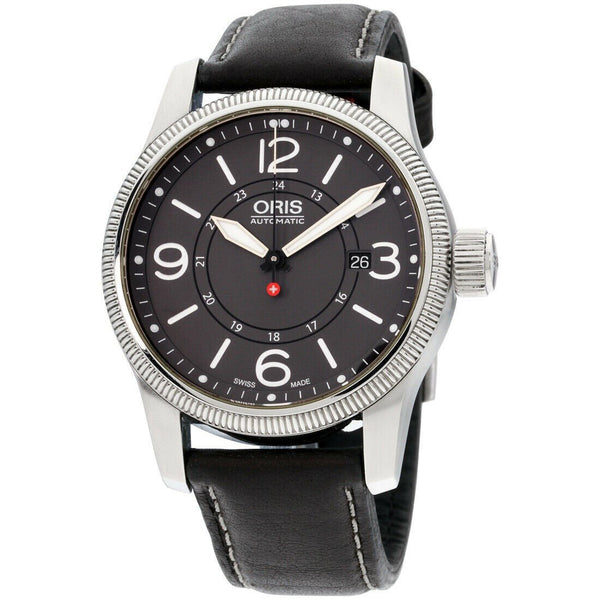 Oris Men's 73376294063LSBLK Big Crown Swiss Hunter Team Black Leather Watch