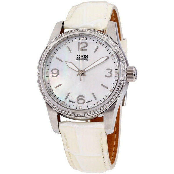 Oris Women's 73376494966LSWHT Big Crown White Leather Watch