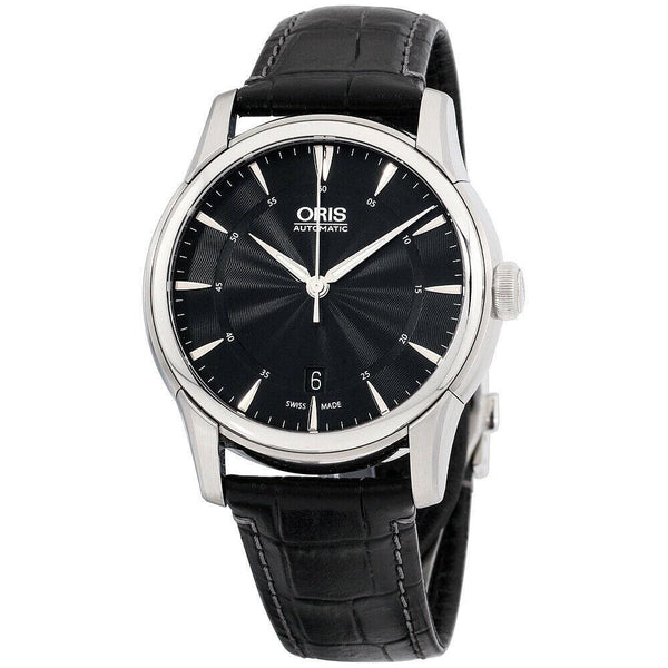 Oris Men's 73376704054LSBLK Artelier Date Black Leather Watch