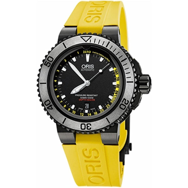 Oris Men's 73376754754RS Aquis Yellow Silicone Watch