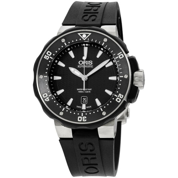 Oris Men's 73376827154RSBLK Pro Diver Date Black Silicone Watch