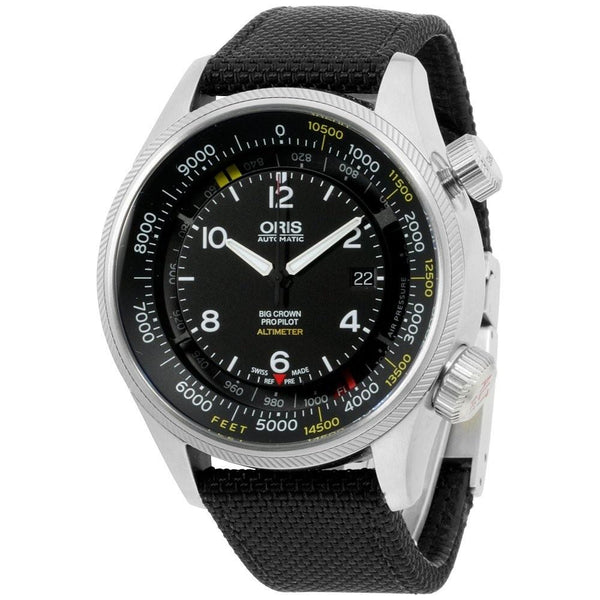 Oris Men's 73377054134TSBLK Big Crown Black Fabric Watch