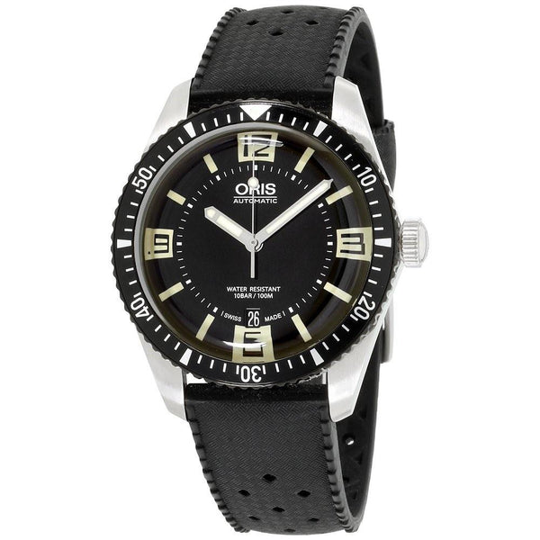 Oris Men's 73377074064RSBLK Divers Sixty-Five Black Silicone Watch