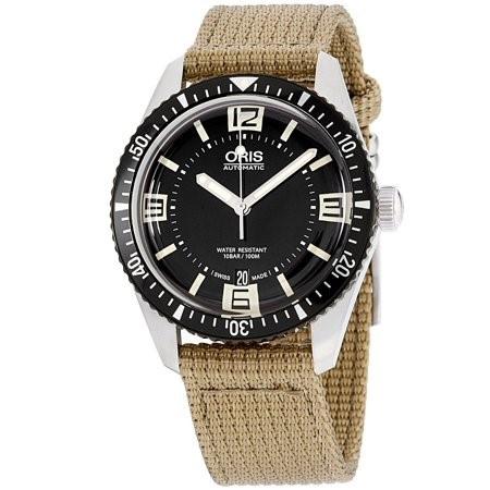 Oris Men's 73377074064TSBGE Divers Beige Canvas Watch