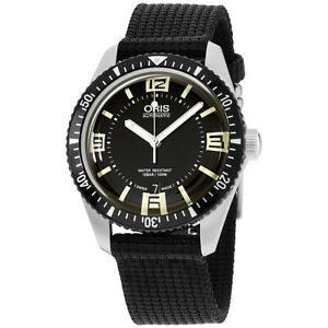 Oris Men's 73377074064TSBLK Divers Black Canvas Watch