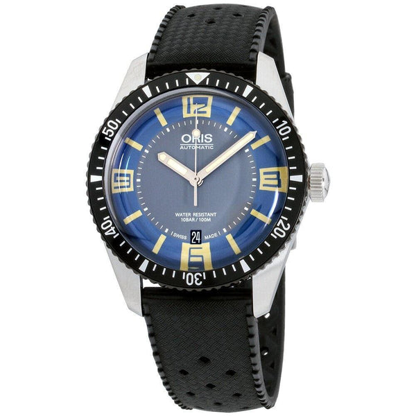 Oris Men's 73377074065RSBLK Divers Sixty-Five Black Silicone Watch