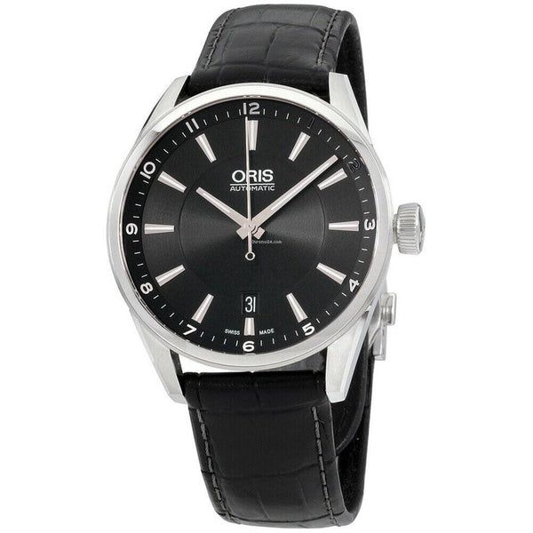 Oris Men's 73377134034LSBLK Artix Black Leather Watch
