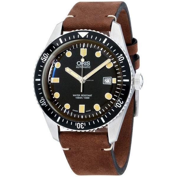 Oris Men's 73377204054LSBRN Divers Sixty-Five Brown Leather Watch