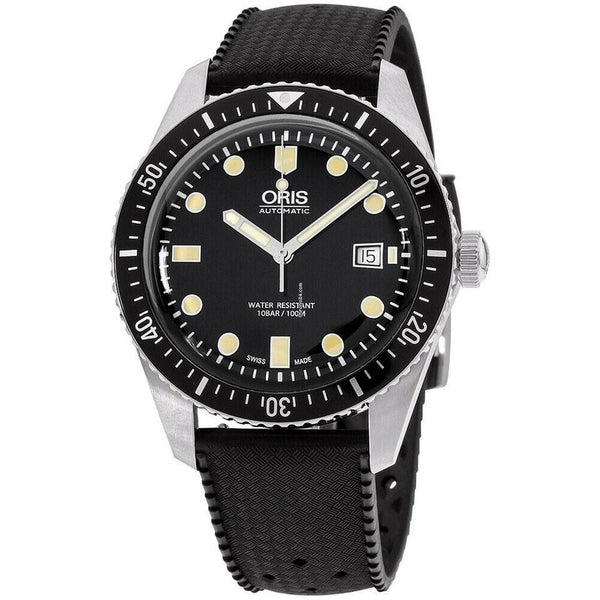 Oris Men's 73377204054RSBLK Divers Sixty-Five Black Silicone Watch