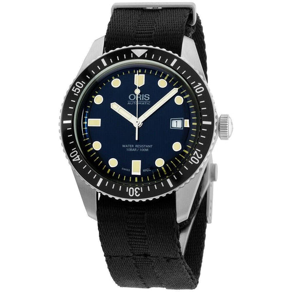 Oris Men's 73377204055TSBLK Divers Black Canvas Watch