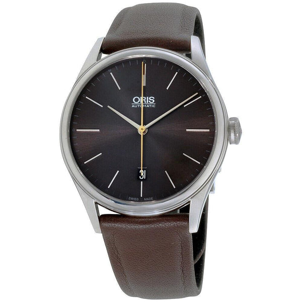 Oris Men's 73377214083LSBRN Artelier Brown Leather Watch