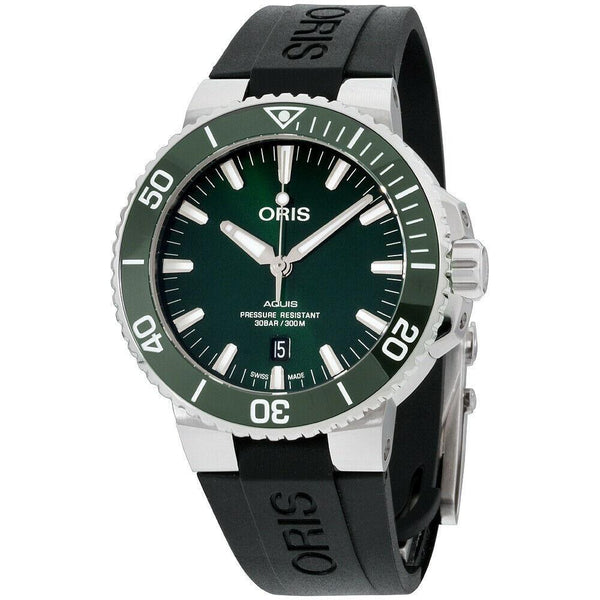 Oris Men's 73377304157RSBLK Aquis Black Rubber Watch
