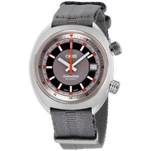 Oris Men's 73377374053TSGRY Chronoris Grey Canvas Watch