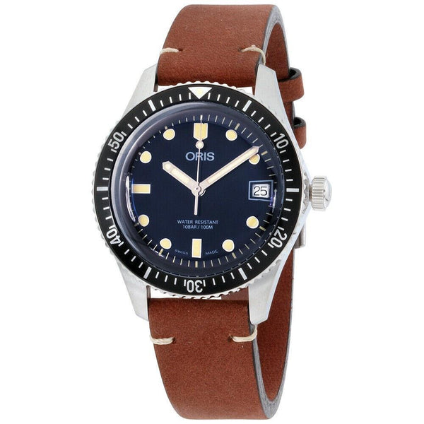 Oris Men's 73377474055LS Divers Sixty-Five Brown Leather Watch
