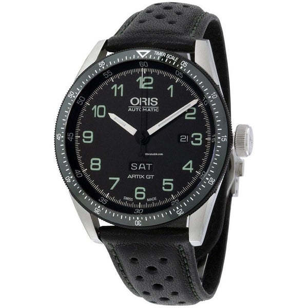 Oris Men's 73577064494LS Calobra Black Leather Watch
