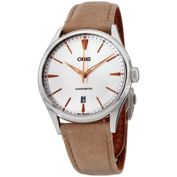 Oris Men's 73777214031LS Artelier  Brown Leather Watch