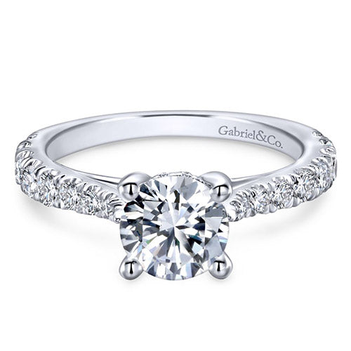 Gabriel & Co. 14k White Gold Round Straight Engagement Ring - ER12292R4W44JJ