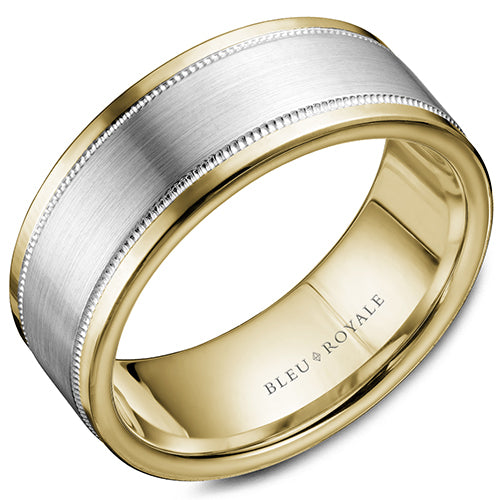 Bleu Royale 14k Two Tone Gold Men's Wedding Band - RYL-038WY85-M10