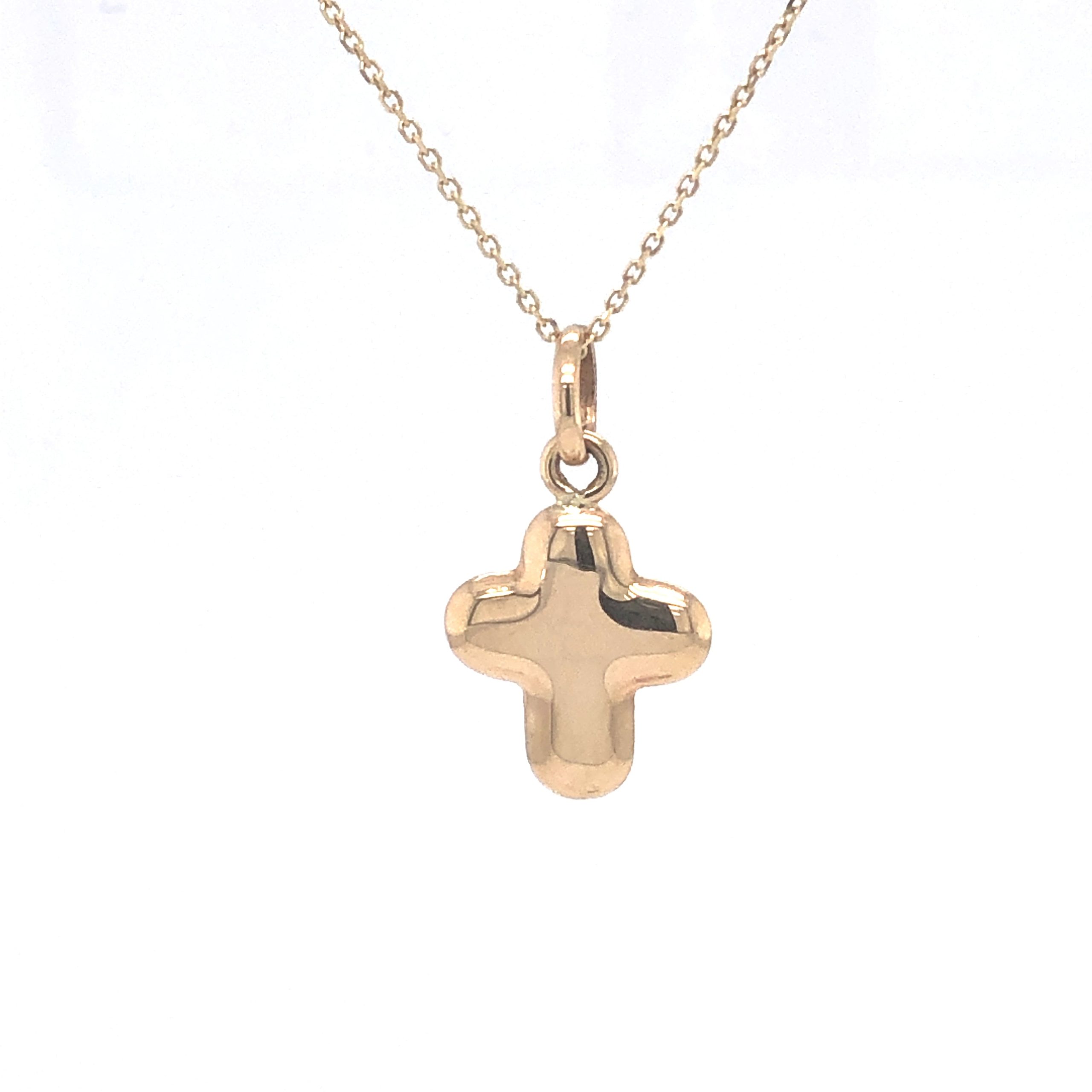 14K Gold Bubble Cross Pendant