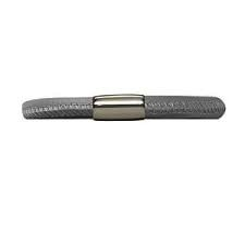 Grey Single Wrap Leather Bracelet (Silver/Grey)