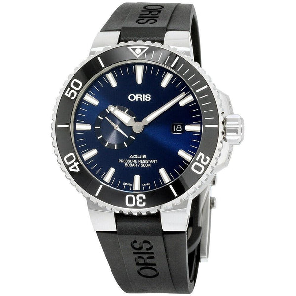 Oris Men's 74377334135RSBLK Aquis Black Silicone Watch