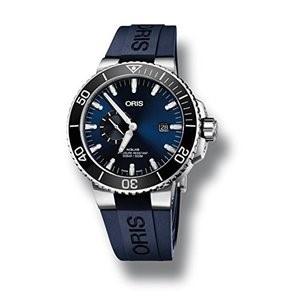 Oris Men's 74377334135RSBLU Aquis Blue Rubber Watch