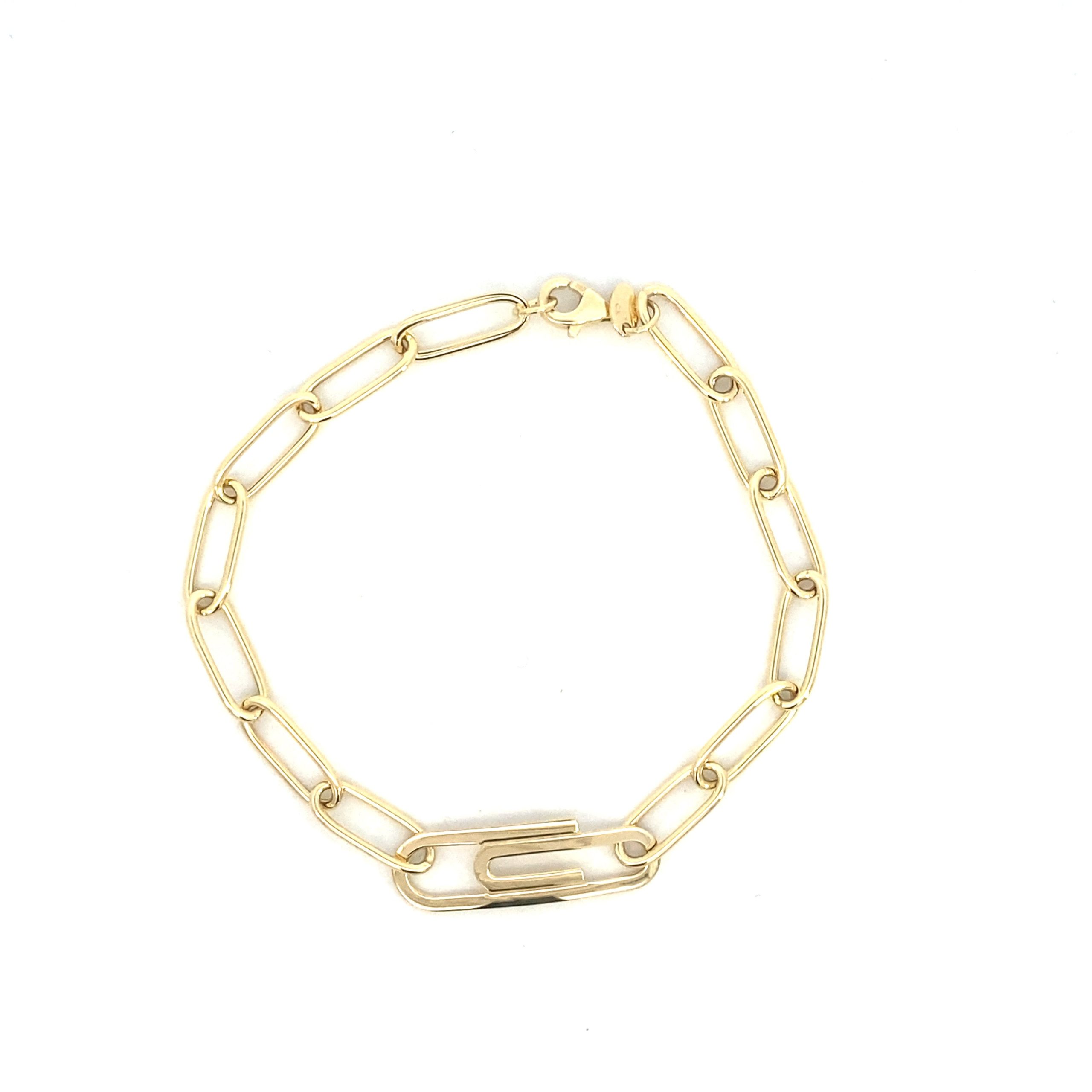 14K Gold Paper Clip Bracelet