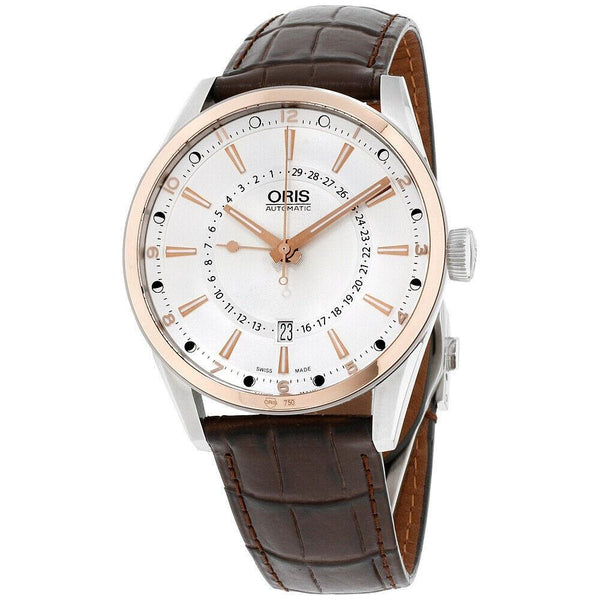 Oris Men's 76176916331LSBRN Artix Pointer Moon Brown Leather Watch