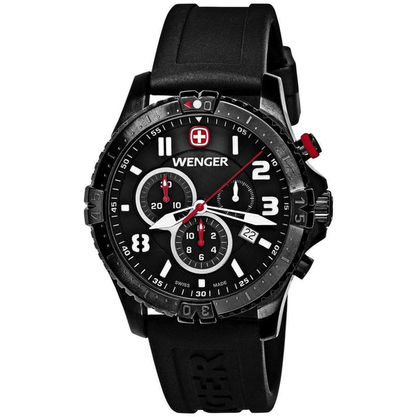 Wenger Men's 77053 Squadron Chronograph Black Silicone Watch