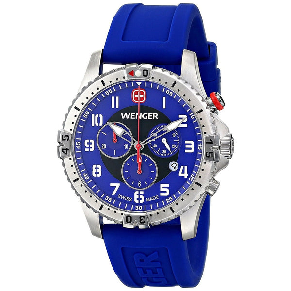 Wenger Men's 77057 Squadron Chronograph Blue Silicone Watch