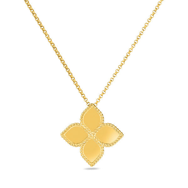 ROBERTO COIN PRINCESS FLOWER 18K YELLOW GOLD PENDANT