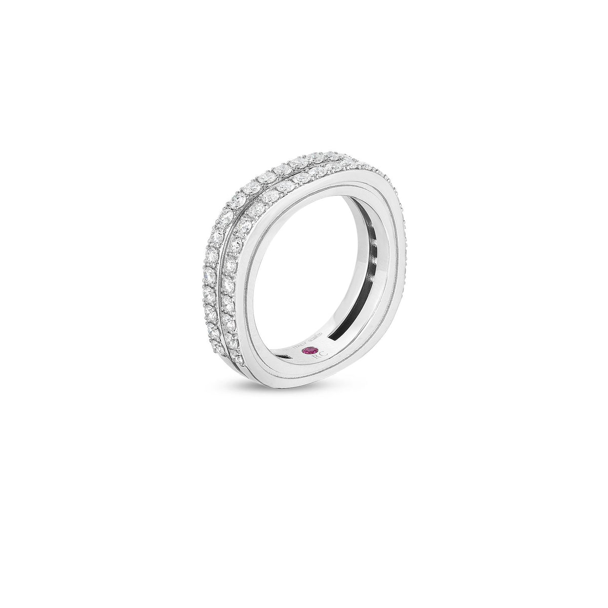 ROBERTO COIN 18KW PORTOFINO 2ROW DIA .98CT RING