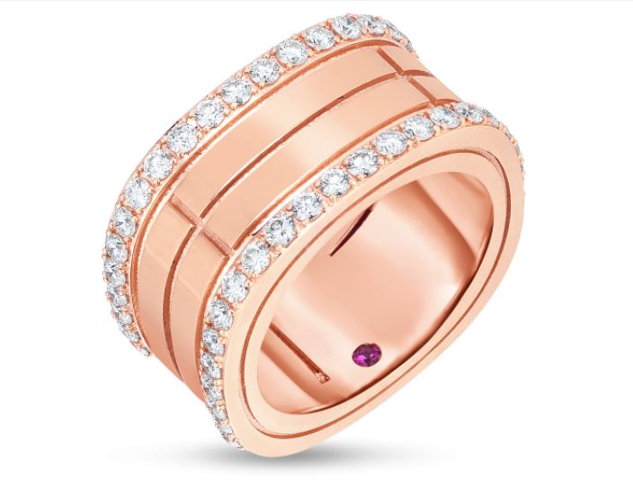 ROBERTO COIN 18KY PORTOFINO 4ROW DIA .95CT RING