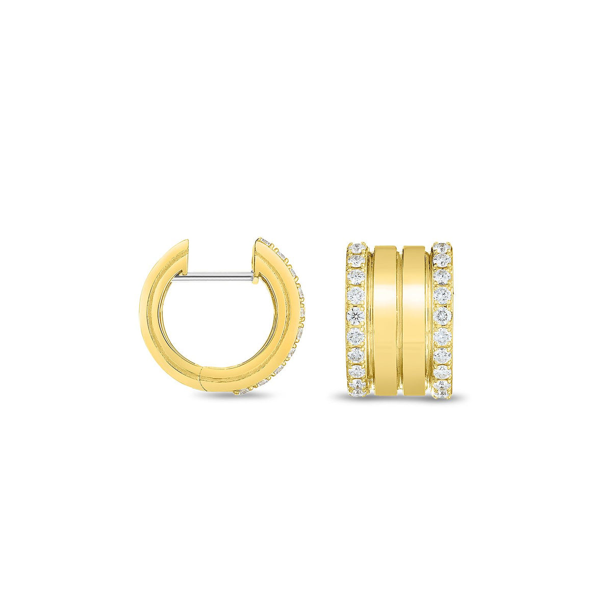 ROBERTO COIN 18KY PORTOFINO 4ROW DIA .82CT EARRINGS