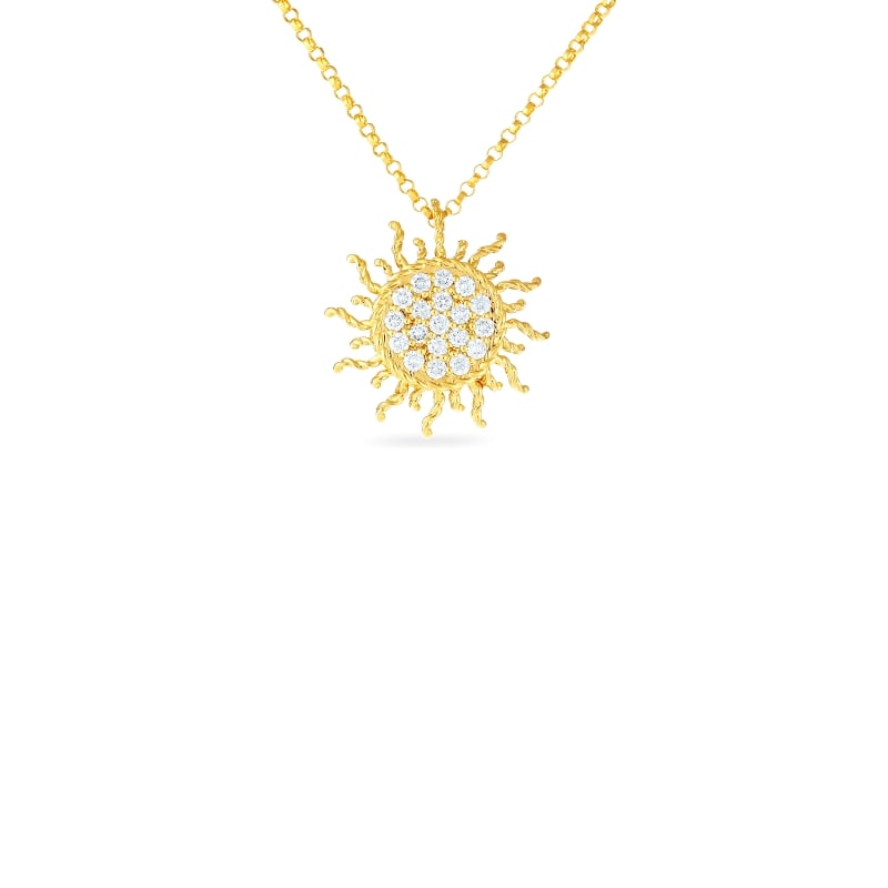 ROBERTO COIN 18KT GOLD & DIAMOND PRINCESS SUN PENDANT FROM THE PRINCESS
